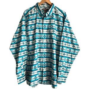 Ariat Aztec Turquoise Western Wear Pear Snap Long Sleeve Shirt Size XXL 27x33